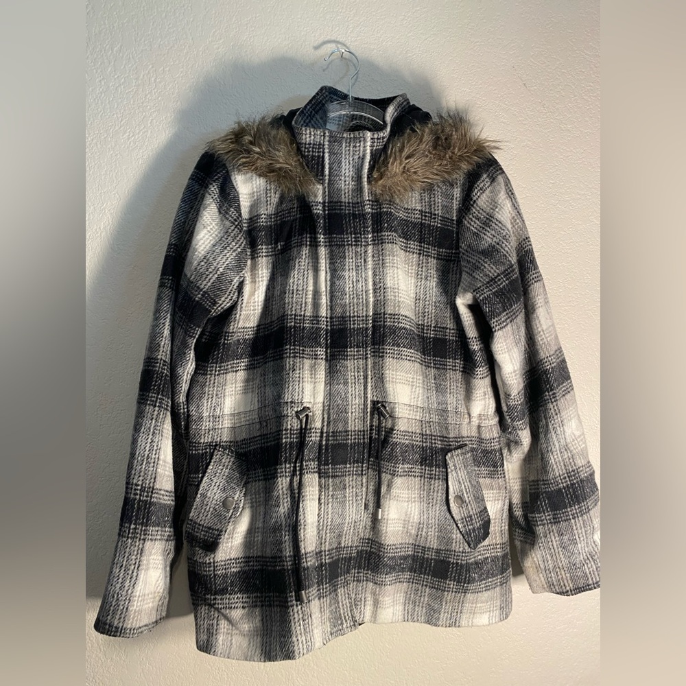 Mossimo Supply Co. Black and White Checkered Coat size L